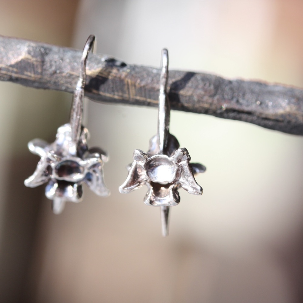 GOGO Sterling Silver Shark Vertebrae Earrings